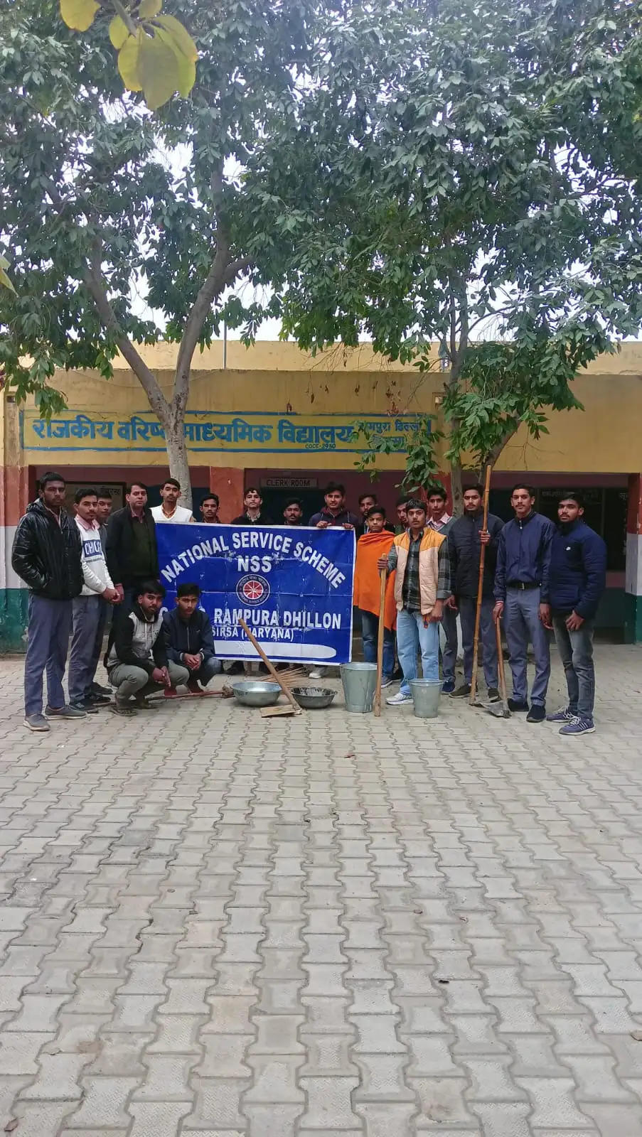 Cleaning campaign conducted in the school premises for the second day in Government Senior Secondary School, Rampura Dhillon.